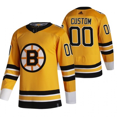 Boston Bruins Custom Yellow Men's Adidas 202021 Alternate Authentic Player NHL Jersey